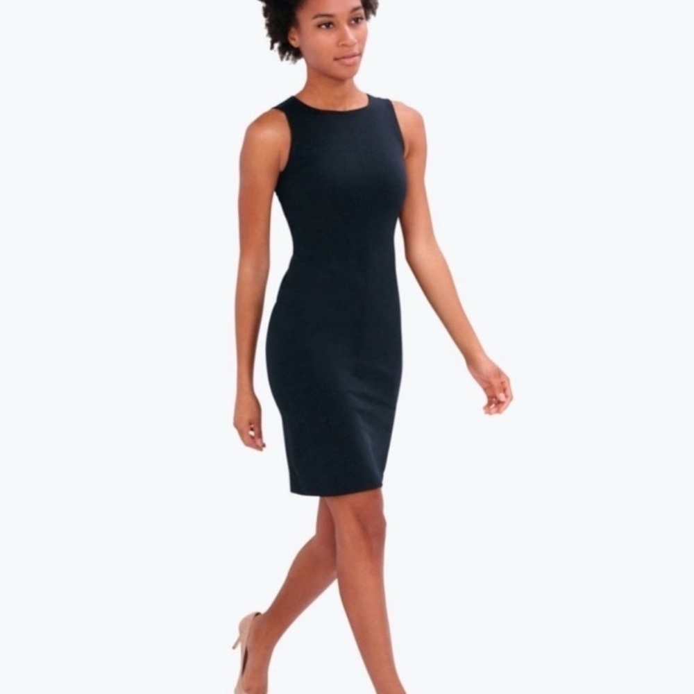Ministry of Supply Women's Kinetic 4-Way Stretch Sheath Dress Navy Blue Size 0 - Picture 4 of 11